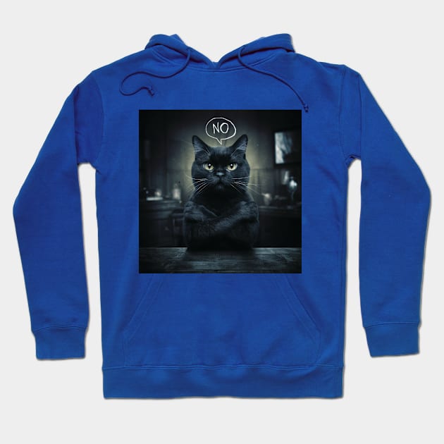 Black Real cat Says No Hoodie by Creativoo